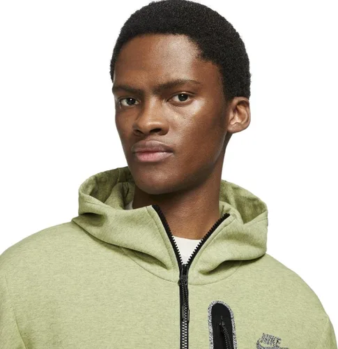 Vista 3 de Nike Sportswear Tech - Sudadera con capucha y cremallera completa para hombre, Lime IceHeather, S