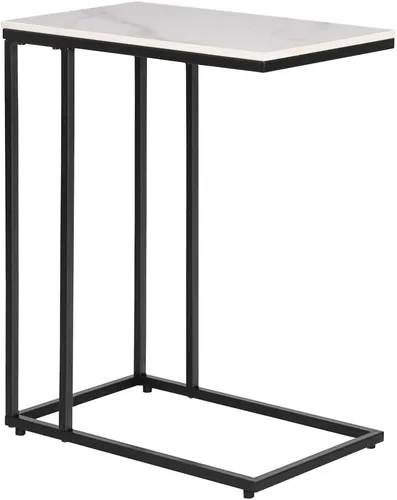 Vista 3 de Mesa auxiliar rectangular de mármol sintético C para sofá y cama, color negro