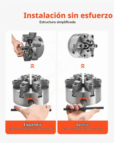 Vista 4 de VEVOR - Portabrocas para torno de 6 mandíbulas, 6 pulgadas (152 mm), portabrocas autocentrante con placa de respaldo D1-4 Cam Lock, rango