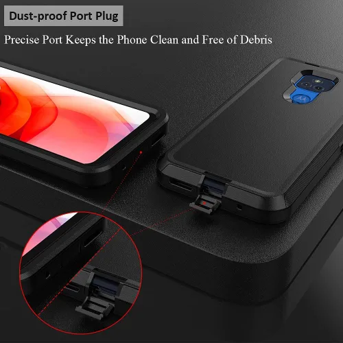 Vista 4 de TENCO Funda compatible con Moto G Play 2021 con protectores de pantalla, resistente, a prueba de golpes, protección de cuerpo completo, funda