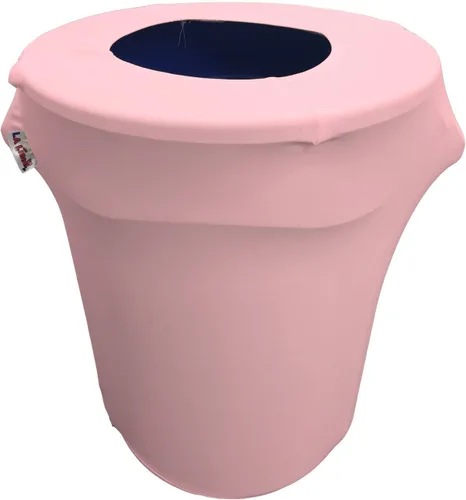 Vista 33 de LA Linen Funda elástica de elastano ajustable para cubo de basura Slim Jim de 23 galones, cubierta de contenedor de residuos, decoración de patio