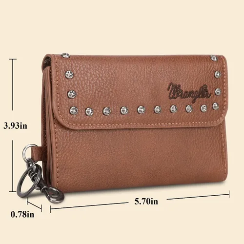 Vista 5 de Wrangler Cartera para mujer, delgada, triple, para tarjetas de crédito y organizadores de dinero, A-Marrón