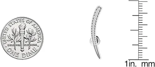 Vista 4 de Dazzlingrock Collection 0.15 Cttw 14K oro sólido corte redondo diamante blanco pendientes trepadores para mujer