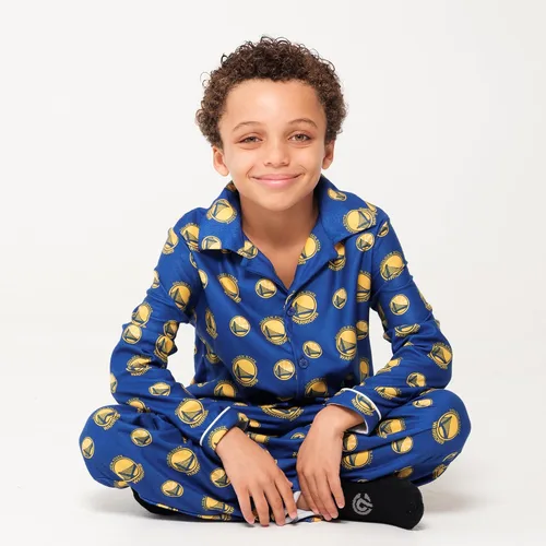 Vista 6 de Ultra Game Youth NBA Official 2-Piece Super Soft Button Down Pajamas Set