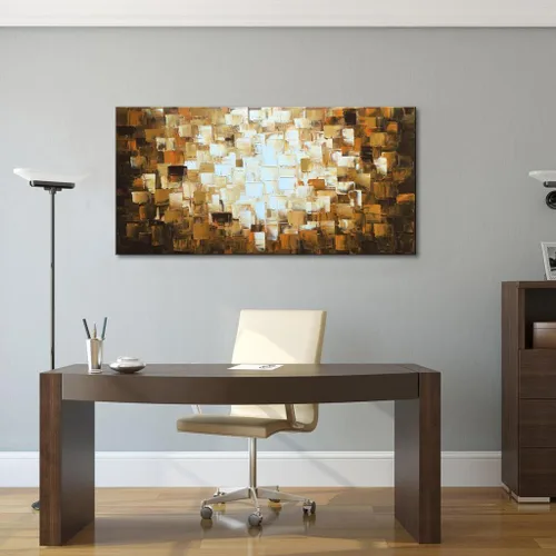Vista 6 de Pinturas al óleo abstractas texturizadas pintadas a mano sobre lienzo, arte de pared moderno para decoración de sala de estar, dormitorio, oficina