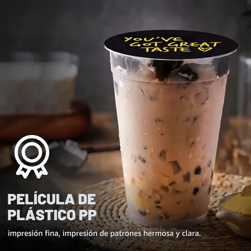 Vista 4 de JIAWANSHUN Rollo de película selladora de tazas de té, película de sellado de plástico PP, rollo de 3000 piezas para taza de plástico de 90-105 mm