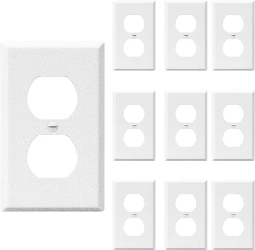 Vista 16 de DEWENWILS Paquete de 4 tapas blancas para enchufes y placas de interruptores, placas decorativas de pared de metal para interruptores de luz y tomas