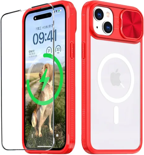 Vista 17 de Funda MagSafe transparente de titanio compatible con iPhone 15 Pro con cubierta deslizante para cámara, imanes fuertes, antiamarilleo, a prueba