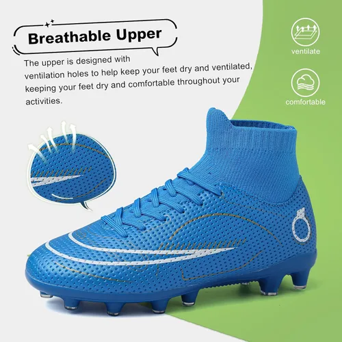 Vista 2 de GRESKY Tacos de fútbol para niños, zapatos de fútbol para niñas