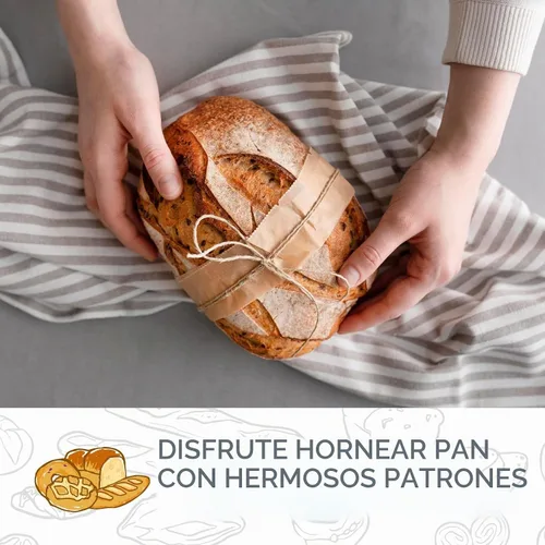Vista 6 de DOYOLLA Juego Mini de Cestas Ovaladas para Fermentación (16.5 cm, juego de 5), Cestas para Masa de Pan de Masa Madre con Forros para Panaderos