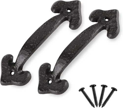 Vista 28 de Tirador Clásico de Puerta – Tirador de Acero Resistente para Portones, Puertas de Granero, Cercas Exteriores, Negro, 7 Pulgadas