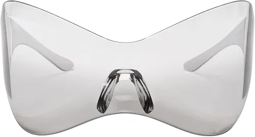 Vista 2 de Gizzutech Y2K - Lentes de sol para hombres y mujeres, gafas de sol futuristas envolventes, gafas de sol de gran tamaño con escudo alienígena