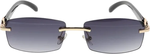 Vista 2 de Flawless Slim Dean - Lentes de sol rectangulares de metal y madera, Negro, azul, marrón, rojo