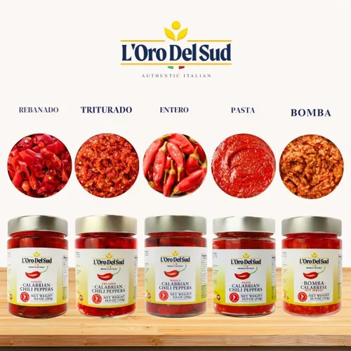 Vista 7 de L'Oro Del Sud Pasta de chile calabrés triturada, para untar, picada, 9.8