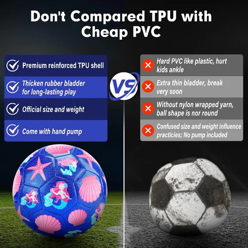 Vista 2 de Soccer Balls Size 3 for Girls Soccer Ball for Kids Aged 4-6 6-8 Beginners Outdoors Sports Ball Recreation Playing Ball Birthday Christmas Back to