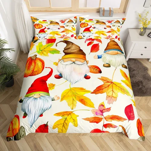 Vista 9 de Erosebridal Juego de ropa de cama de Navidad tamaño individual, bonita funda de edredón enana de Papá Noel de dibujos animados para niños, funda