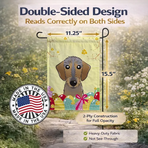 Vista 328 de Caroline's Treasures BB1923GF Bandera decorativa para jardín con diseño de Border Collie, para caza de huevos de Pascua, para jardín, jardín, patio
