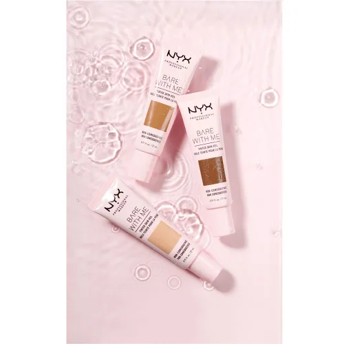 Vista 7 de NYX PROFESSIONAL MAKEUP Bare With Me - Velo de piel tintado, crema BB ligera, color beige camel Beige caramelo