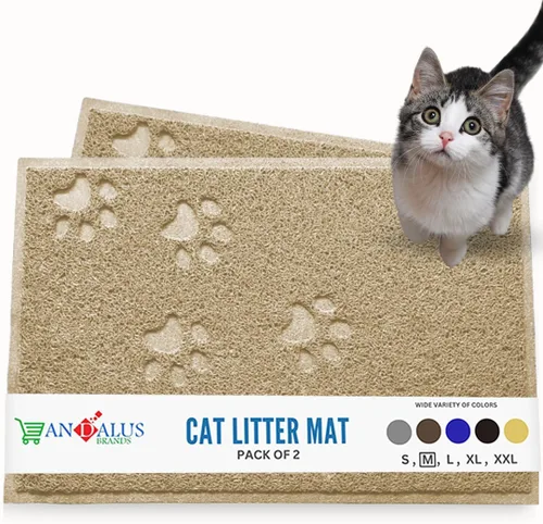 Vista 34 de Andalus Tapete Pequeño para Arena de Gatos, Paquete de 2 - Impermeable, Antideslizante y Fácil de Limpiar, Tapete para Caja de Arena de Gatos