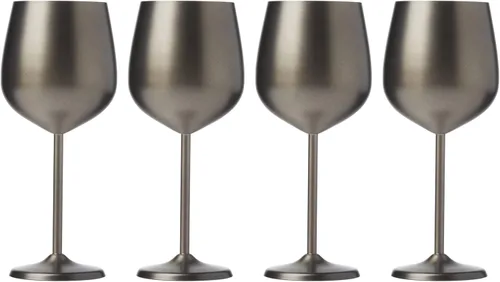 Vista 8 de Cambridge Silversmiths - Juego de 4 copas de vino de una sola pared con forma de globo negro cepillado de 12 onzas