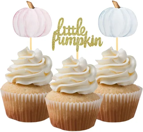 Vista 9 de Pumpkin Oh Baby - Decoración para cupcakes con temática de calabaza, para baby shower, cumpleaños, Acción de Gracias, Halloween, fiesta, suministros