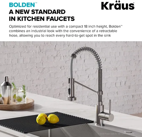 Vista 4 de Kraus KPF-1610-FF-100CH Bolden - Grifo extensible de cocina de estilo comercial, combo con filtro de agua Purita, cromado