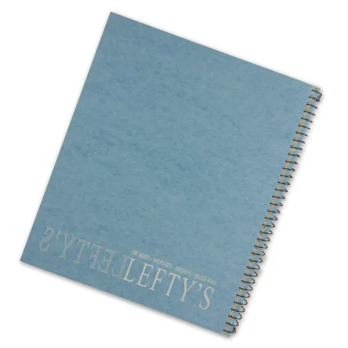 Vista 4 de Cuaderno de rayas universitarias para zurdos impreso con "zurdo" en la cubierta, juego de 5, colores surtidos