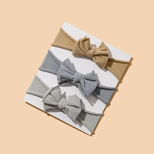 Vista 6 de 6 diademas de nailon para bebé, lazos elásticos para el pelo Tianhoudeger Double Layer Baby Bow Super Soft Elastic Hairbands Hair Accessories Gift