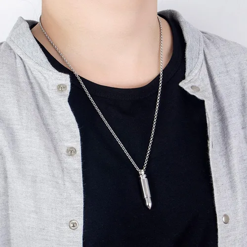 Vista 3 de H&Beautimer Genuise - Collar con colgante de plata de ley 925 italiana hecho a mano con cadena Rolo para hombre de 18202224262830 pulgadas, Plata
