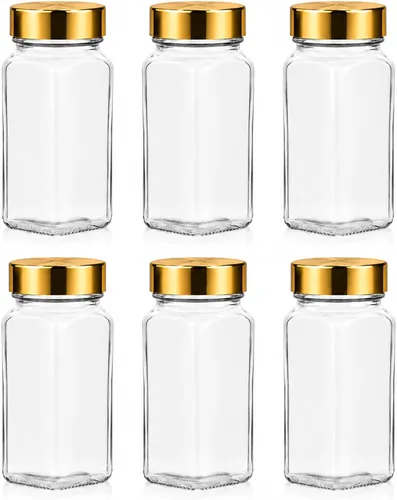 Vista 8 de Tianifa 2 tarros de especias negras, botellas de condimento de vidrio de 4 onzas, contenedor de especias, frascos de especias vacíos, botellas Negro