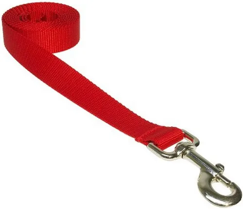 Vista 9 de Correa de nailon rojo mediano para perro: 3/4" de ancho, 6 pies de longitud - fabricada en Estados Unidos.