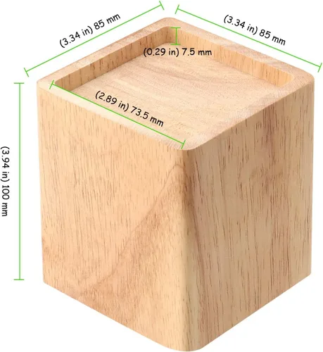 Vista 2 de Paquete de 6 elevadores de madera para cama, elevadores de muebles de madera oscura cuadrada natural de 4 pulgadas, extensores de madera resistentes