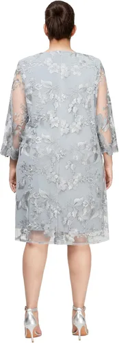 Vista 2 de Alex Evenings Vestido recto con cuello redondo y chaqueta para mujer de talla grande Paloma
