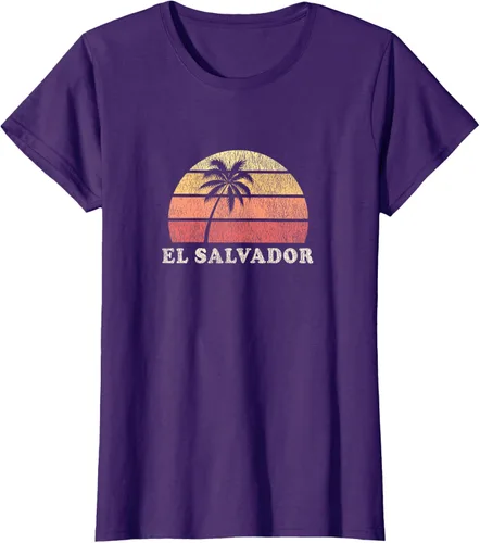 Vista 13 de El Salvador Vintage 70s Retro Throwback Design Camiseta, Azul