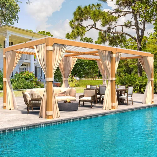 Vista 18 de MELLCOM Pérgola con Persianas – Pérgola de Aluminio de 10 x 10 pies con techo de persianas ajustables y cortinas y redes impermeables