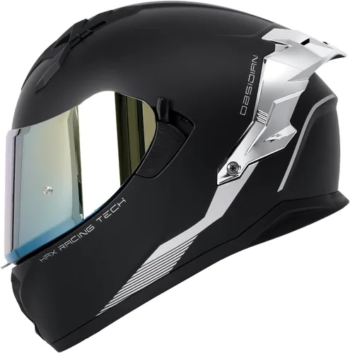 Vista 16 de HAX Obsidian Full Face Dual Visor Adult Motorcycle Helmet for Motorbike Street Bike with Pinlock Ready DOT Approved (Blaze Blue,XXL)