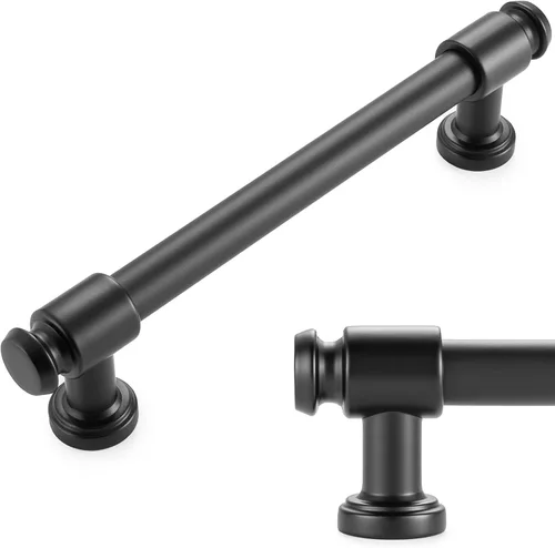 Vista 7 de KOOFIZO Tirador de gabinete con parte superior plana y redonda - Manija de tirador de mueble de latón antiguo (30 mm / 1.2 Pulgadas), paquete de 10