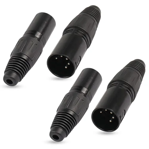 Vista 9 de XMSJSIY Conectores XLR hembra de 4 pines, conector de micrófono de audio XLR-F de 4 pines, conectores de cable XLR de repuesto, enchufe F de audio