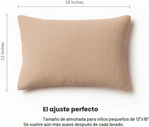 Vista 4 de Konssy Funda de almohada de muselina para niños pequeños para almohada de 13x18, paquete de 2 fundas de almohada de algodón suave y transpirable