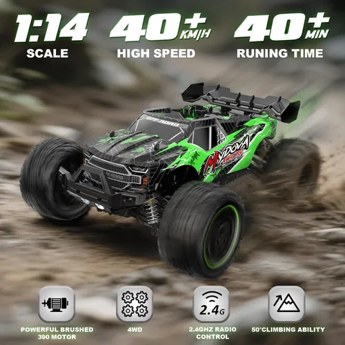 Vista 2 de Autos RC a escala 1:14 para adultos, 40+KPH de alta velocidad con control remoto de alta velocidad, camión de control remoto todoterreno 4x4