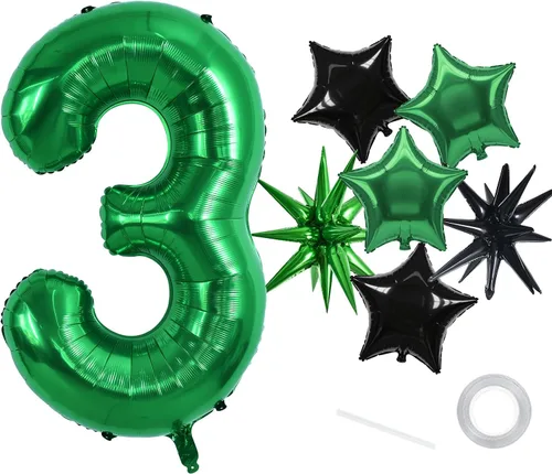 Vista 19 de Globos de números grandes, negros, de 40 pulgadas