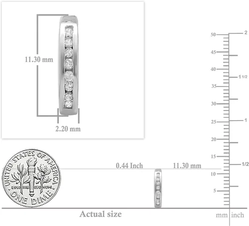 Vista 5 de Dazzlingrock Collection - Pendientes de aro pequeños de 0.433 in, plata de ley (0.15 quilates)
