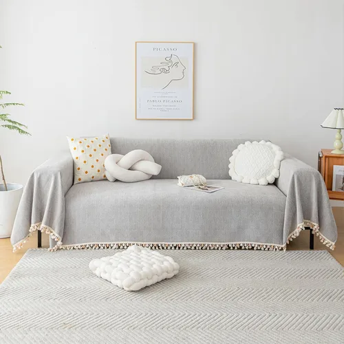 Vista 51 de HANDONTIME Fundas de Sofá Sillón Funda de Sofá Boho para Perros Caqui Funda de Sofá con Borlas Silla Reclinable Funda de Futón Lavable 1 Cojín Sofá
