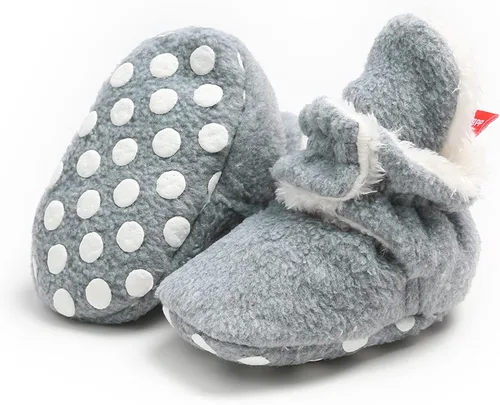 Vista 5 de Botas de nieve para bebés y niñas, para invierno, cálidas, para recién nacidos, zapatos antideslizantes, Gris, 12-18 meses