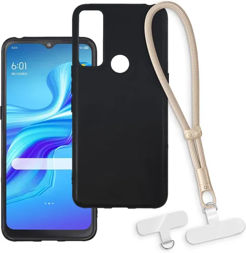 Vista 10 de Estuche y correa de muñeca para TCL 20 A 5G - transparente+negro Funda transparente + correa negra
