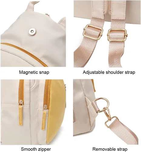 Vista 7 de zhongningyifeng Mochila pequeña para mujer, mini mochila de viaje de nailon, bolsa de hombro, bonita y ligera para mujer