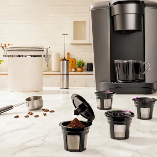 Vista 2 de Paquete de 4 tazas K reutilizables para cafeteras Keurig 2.0 y 1.0, cápsulas de café recargables universales compatibles con Keurig K-Mini, Duo
