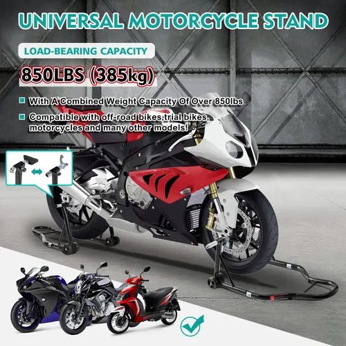 Vista 4 de Soporte para motocicleta, basculante delantero y trasero para bicicleta deportiva, 850 libras, U+L Fits BMW Yamaha Honda Kawasaki Suzuki