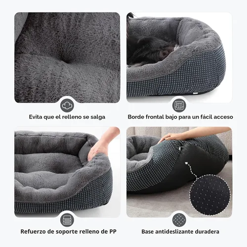 Vista 4 de Invenho - Camas para perros pequeños y medianos lavables, ortopédicas, calmantes, autocalentamiento, suaves, duraderas, con fondo antideslizante