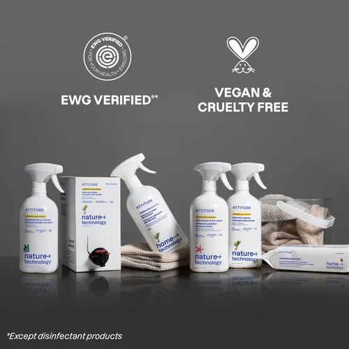 Vista 6 de ATTITUDE Spray limpiador de baño, verificado por EWG, a base de plantas y vegano, seguro para superficies de baño, azulejos, bañeras, paredes